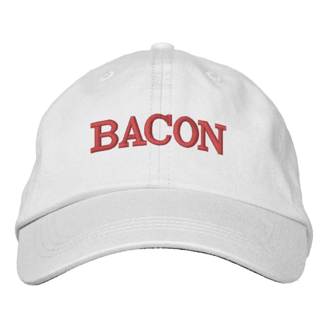 Gorra Bordada Funny Novedad Partida Béisbol BACON (Anverso)