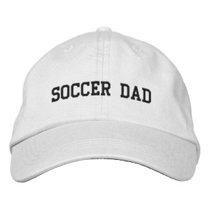 Gorra Bordada Fútbol Papá personalizado blanco negro texto depor