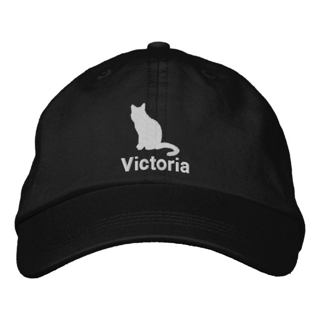 Gorra Bordada Gato negro lindo personalizado (Anverso)
