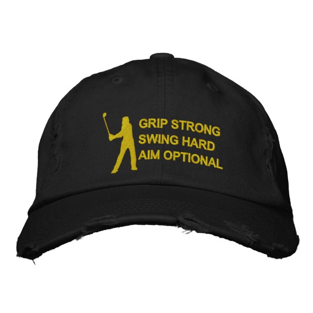Gorra Bordada Golpear fuerte arder duro objetivo Humor de golf o (Anverso)