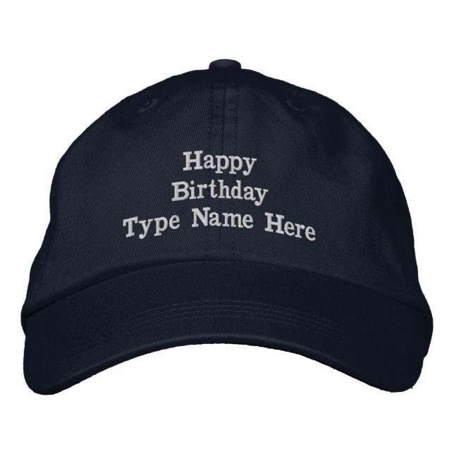 Gorra Bordada Gorrito Ajustable de Feliz Cumpleaños Bordado en A (Anverso)