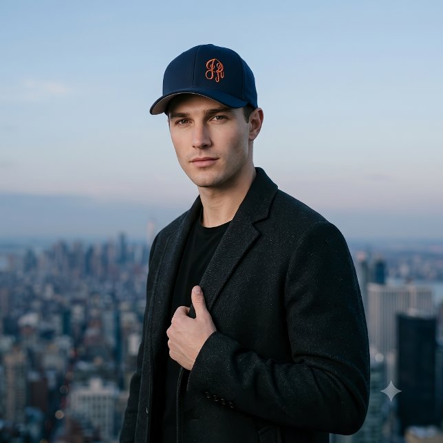 Gorra Bordada Gorrito de lana personalizado elegante JR monogram (Personalised monogram JR classic script embroidered baseball cap.)