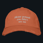Gorra Bordada Gracioso sentido introvertido agujereado humor ant<br><div class="desc">Este afligido gorra papá, naranja de roya, presenta un texto blanco bordado que captura perfectamente el estado de ánimo de cualquiera que intente pasar desapercibido. Con su vibra vintage y su humor consciente, es el accesorio supremo para introvertidos, recados antisociales o evasivas sorpresivas. Ideal para días casuales, ropa acogedora, o...</div>