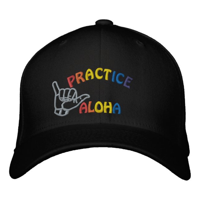Gorra Bordada Gran Isla Practica Aloha Shaka (suelta) (Anverso)