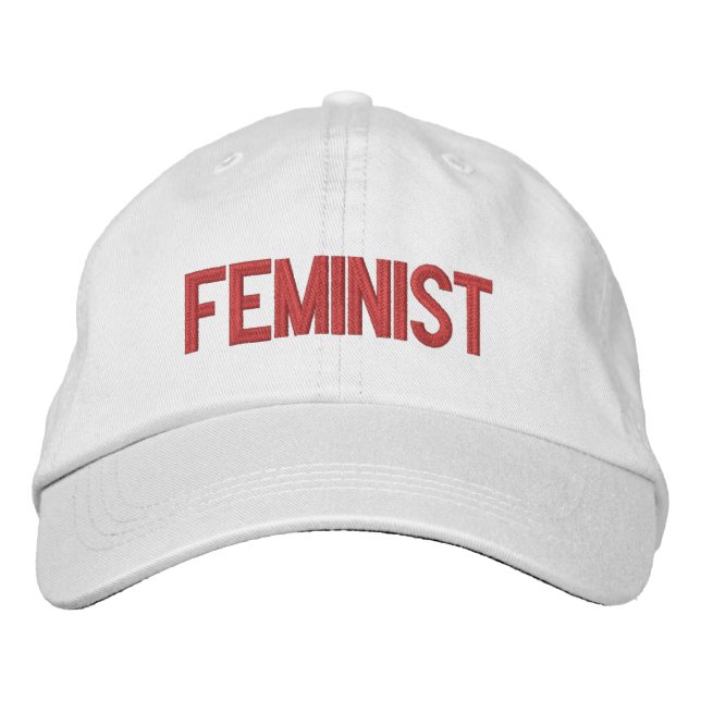 Gorra Bordada Gris rojo feminista moderno (Anverso)