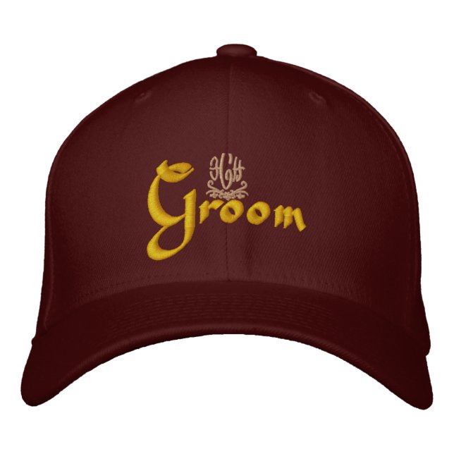 Gorra Bordada Groom Boda Maroon (Anverso)