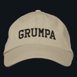 Gorra Bordada Grumpa | Gracioso abuelo gruñón en negro<br><div class="desc">Simple diseño de texto retro vintage de un entrañable apodo para los abuelos grump - grumpa.</div>