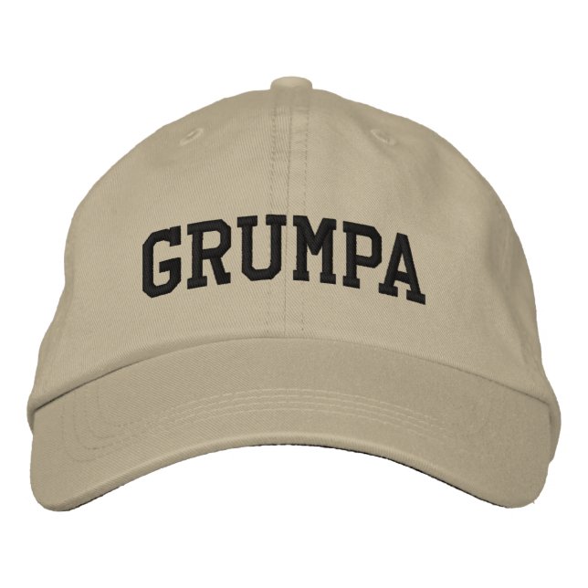 Gorra Bordada Grumpa | Gracioso abuelo gruñón en negro (Anverso)