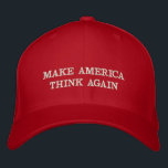 Gorra Bordada Hacer que Estados Unidos piense de nuevo en las el<br><div class="desc">Un giro al icónico lema "Haz que Estados Unidos vuelva a ser grande" - "Haz que Estados Unidos piense otra vez" - personalizado, parodia de MAGA, bordado, gorra roja de béisbol / gorra, para que los demócratas muestren su apoyo al presidente Donald Trump. Hace un gran regalo político para sus...</div>