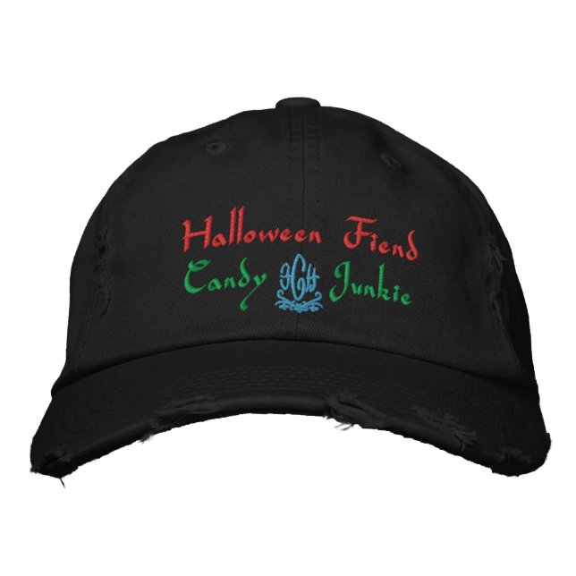 Gorra Bordada Halloween Fiend Candy Junkie En Negro (Anverso)