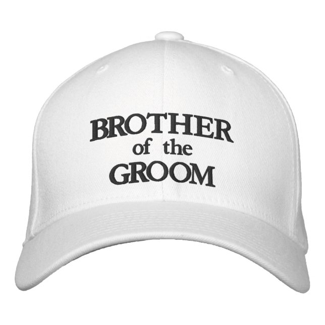 Gorra Bordada Hermano de la elegante boda blanca negra de Groom (Anverso)