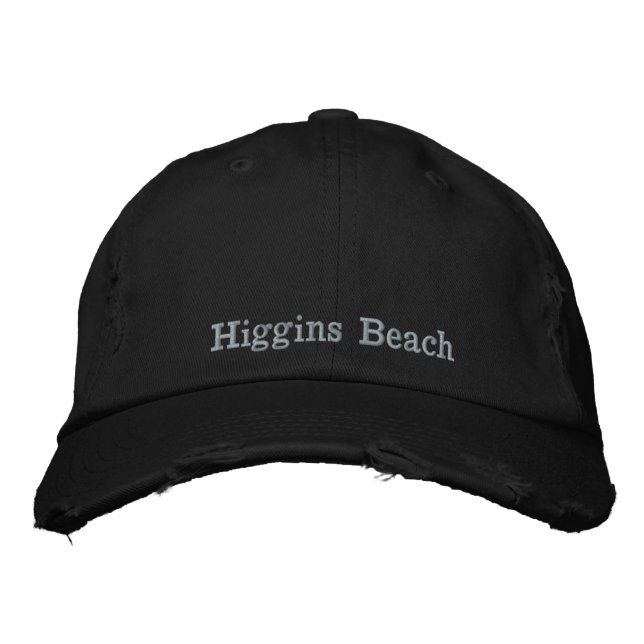 Gorra Bordada Higgins Beach Rosa rosado sobre negro meteorológic (Anverso)