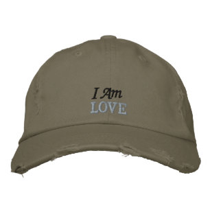 Gorra Bordada Hippie I Am Love Cita Cute Rústico Verde Rosa