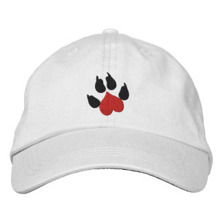 Gorra Bordada Impresión de la garra del perro del corazón