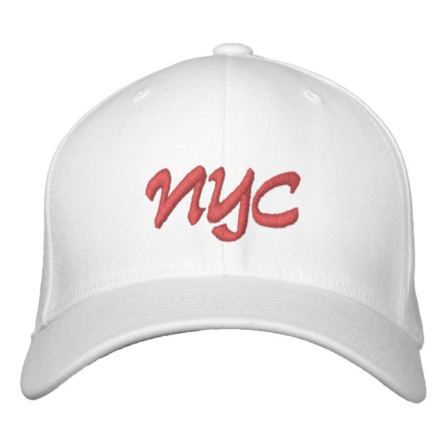 Gorra Bordada Iniciales NYC o DIY rojas en blanco (Anverso)