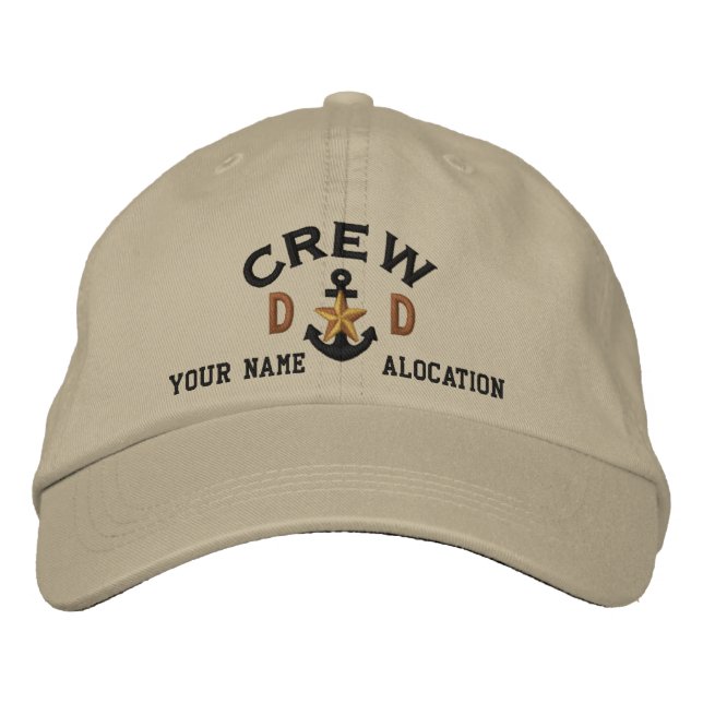 Gorra Bordada Iniciales Personalizadas Crew Nautical Star Anchor (Anverso)