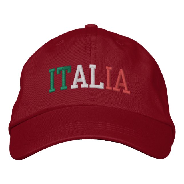 Gorra Bordada ITALIA Colores de la bandera italiana verde blanco (Anverso)
