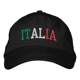 Gorra Bordada ITALIA Verde italiano blanco y rojo sobre negro