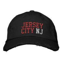 JERSEY CITY NJ Blanco rojo sobre el estilo de cose