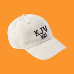 Gorra Bordada KJV 1611 Sombrero de béisbol blanco y negro<br><div class="desc">Una simple pero profunda declaración de su amor por la biblia conservada del Rey James KJV 1611. Blanco y negro.</div>