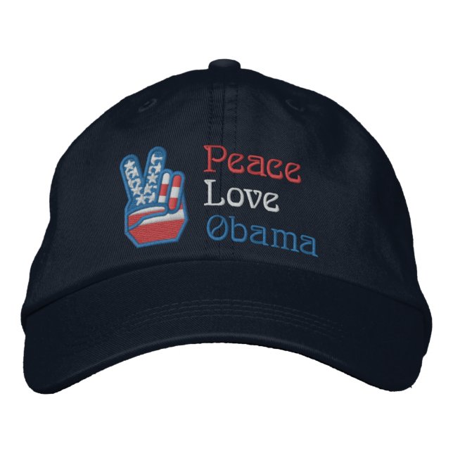 Gorra Bordada La paz, el amor, Obama (Anverso)