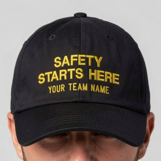 Gorra Bordada La seguridad comienza aquí | Texto de equipo perso