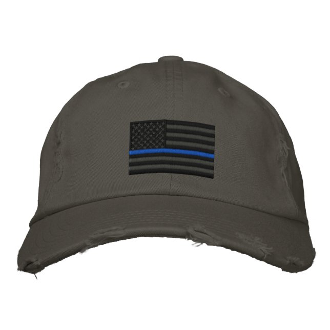 Gorra Bordada La simbólica delgada línea azul sobre la bandera d (Anverso)
