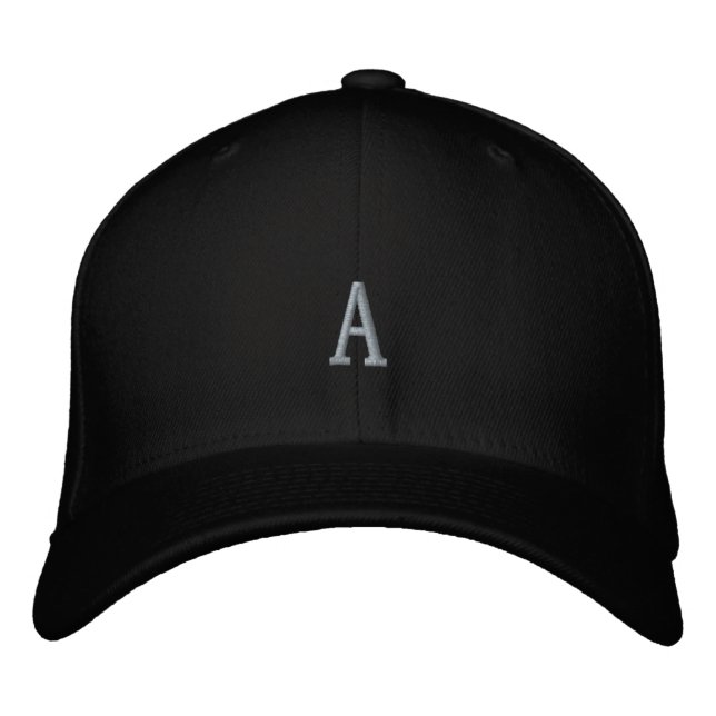 Gorra Bordada Letra o Inicial A Monograma Negro Basic Flexfit (Anverso)