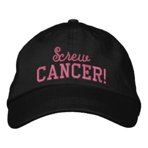 Gorra Bordada Letras del rosa del cáncer de pecho del tornillo