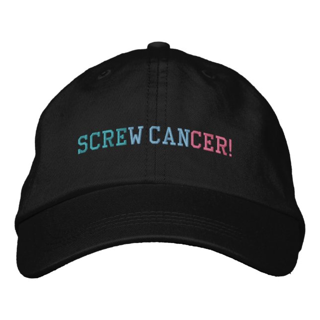 Gorra Bordada Letras Verde azuladas/azules/rosas de cáncer tiroi (Anverso)