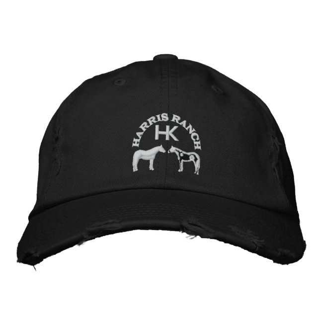 Gorra Bordada Logo de Harris Ranch White (Anverso)