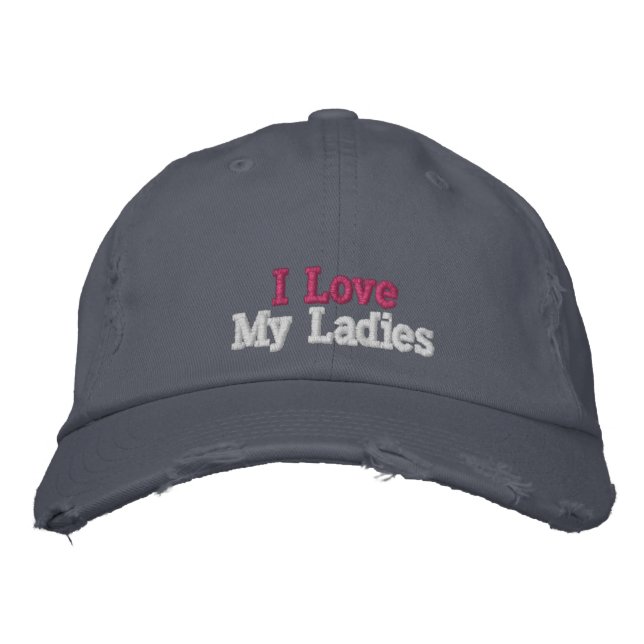 Gorra Bordada Los amantes del pollo adoran el rosa azul rústico  (Anverso)