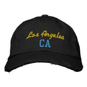 Gorra Bordada Los Angeles CA Estilo de cosecha de color amarillo