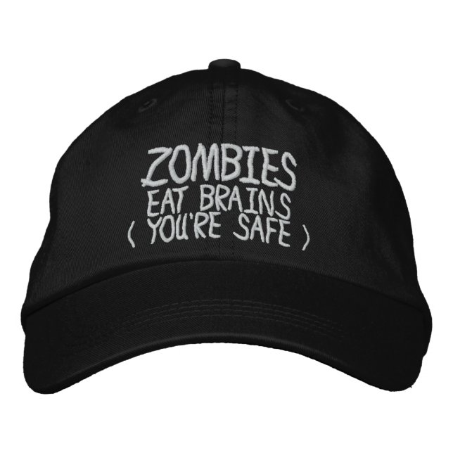 Gorra Bordada Los zombies comen cerebros seguros (Anverso)