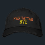 Gorra Bordada MANHATTAN NYC Naranja Estilo de cosecha negro amar<br><div class="desc">BROOKLYN Naranja de NYC y bordado amarillo en gorra de algodón de estilo vintage con aflicción negra. El bordado es el personalizable a otras opciones de color al seleccionar el botón de la herramienta "Editar diseño". También está disponible la opción para seleccionar la elección del color gorra en la página...</div>