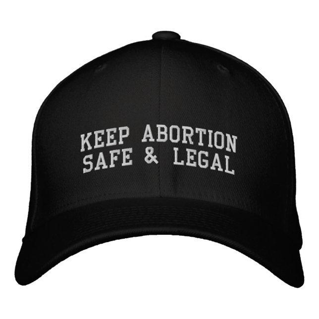 Gorra Bordada Mantener el aborto seguro y el texto legal blanco  (Anverso)