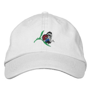 Gorra Bordada Mariposa colorida en la planta con cubierta bordad