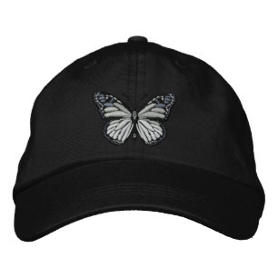 Gorra Bordada Mariposa monarca negra y blanca