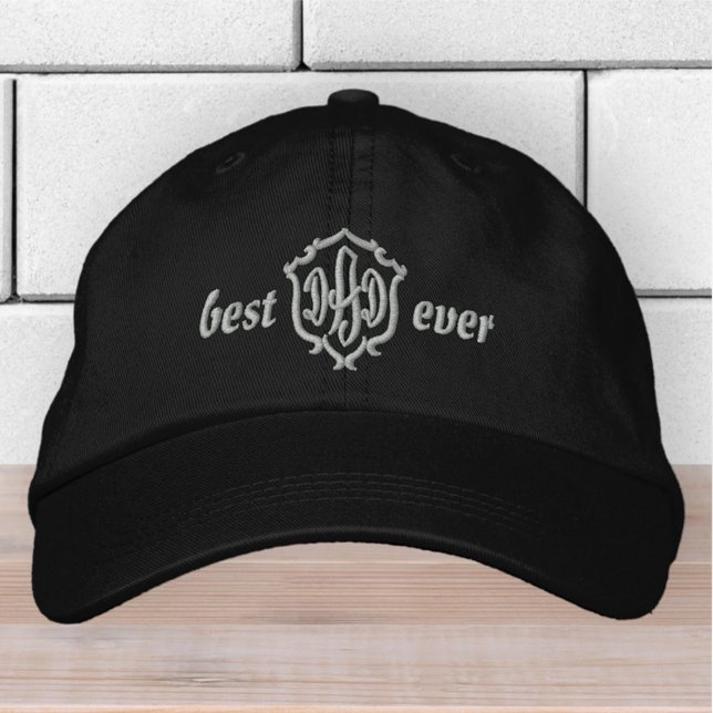 Gorra Bordada Mejor Papá Que Nunca Moderno Monograma Simple (Subido por el creador)