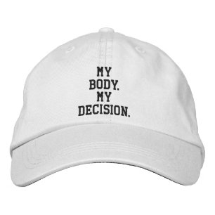Gorra Bordada Mi cuerpo, mi decisión personalizado blanco negro 