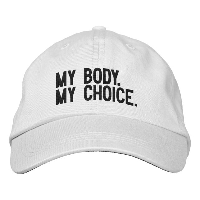 Gorra Bordada Mi cuerpo, mi elección, personalizado blanco negro (Anverso)