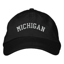 Gorra Bordada Michigan Embroidered Adjustable Cap Black