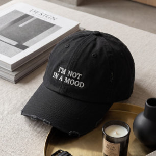 Gorra Bordada Minimalista 'No Estoy De Humor' Desgastado