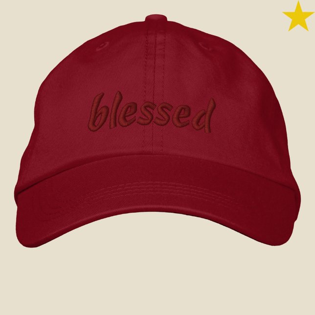 Gorra Bordada Modern Minimalist Red Blessed Cursive Typography (Subido por el creador)