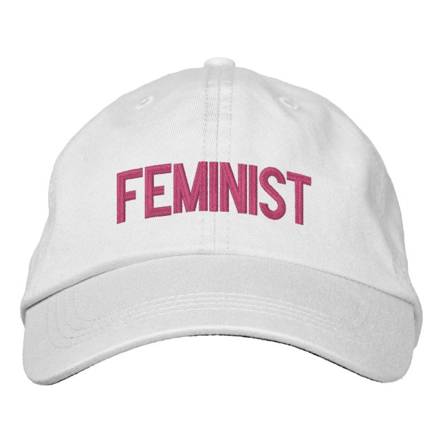 Gorra Bordada Moderno y blanco rosado feminista bordado (Anverso)