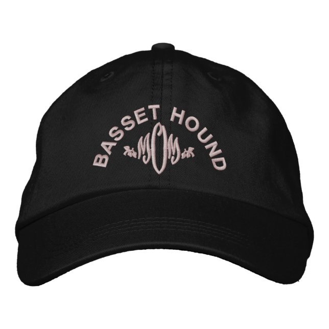 Gorra Bordada MOM de perro heliano basset (Anverso)