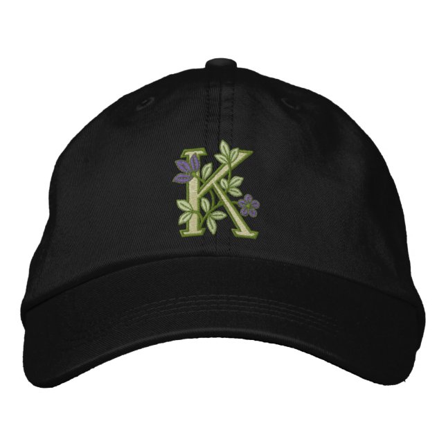 Gorra Bordada Monograma de flor K inicial (Anverso)