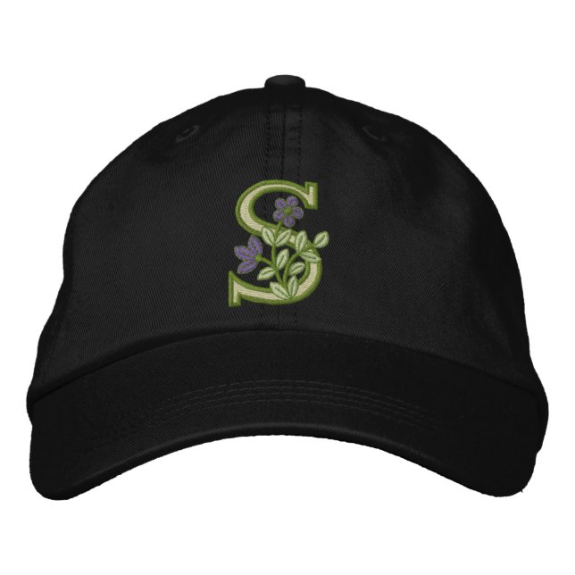 Gorra Bordada Monograma de flor S inicial (Anverso)
