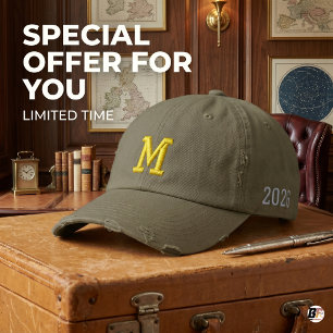Gorra Bordada Monograma de la Universidad Vintage M Clase de 202