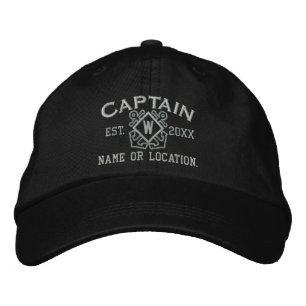 Gorra Bordada Monograma náutico del capitán del mar personalizad